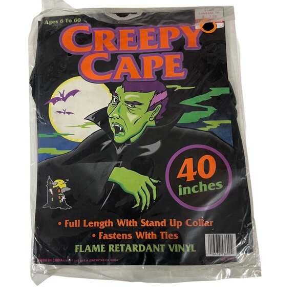 Vintage Creepy Cape For Ages 6 To 60 40-Inch Full Length Stand Up Collar - Picture 1 of 3